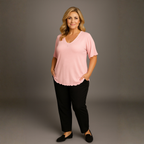Short Sleeve Studded V-Neck Top