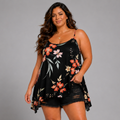 Black Multi Tropical Cami Vest Swing Top