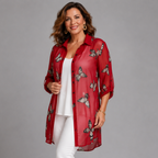 Long Length Chiffon Blouse / Shirt with Butterfly Print