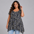 Navy Short-Sleeve Hanky-Hem Swing Top