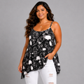 Skulls & Roses Cami Vest Swing Top with Hanky Hem