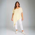 Short Sleeve Long Length Asymmetrical Hem Top