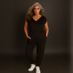 Soft Suedette Cowl Neck Jumpsuit with Pockets