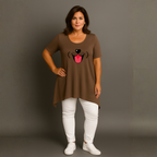 Fun Dog Face Long Length Hanky Hem Swing Top