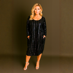 Sparkly Sequin Loose Fitted Dipped Hem Dress