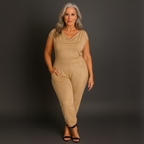 Soft Suedette Cowl Neck Jumpsuit with Pockets