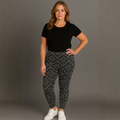 Black Tile Print High Waist Leggings