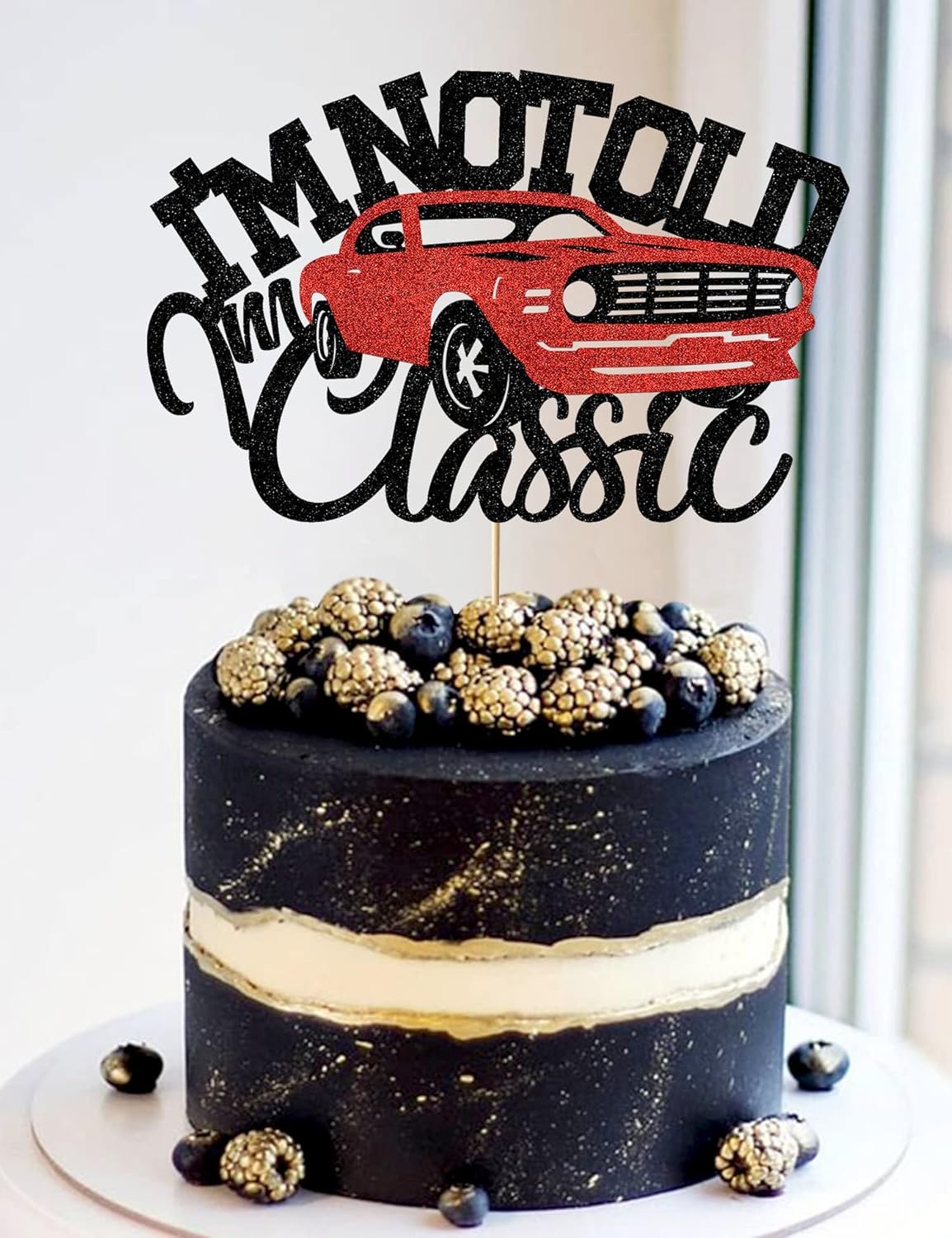 SALUTE I'm Not Old I'm Classic Red Car Cake Topper – Glitter Birthday Decor