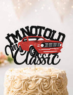 SALUTE I'm Not Old I'm Classic Red Car Cake Topper – Glitter Birthday Decor