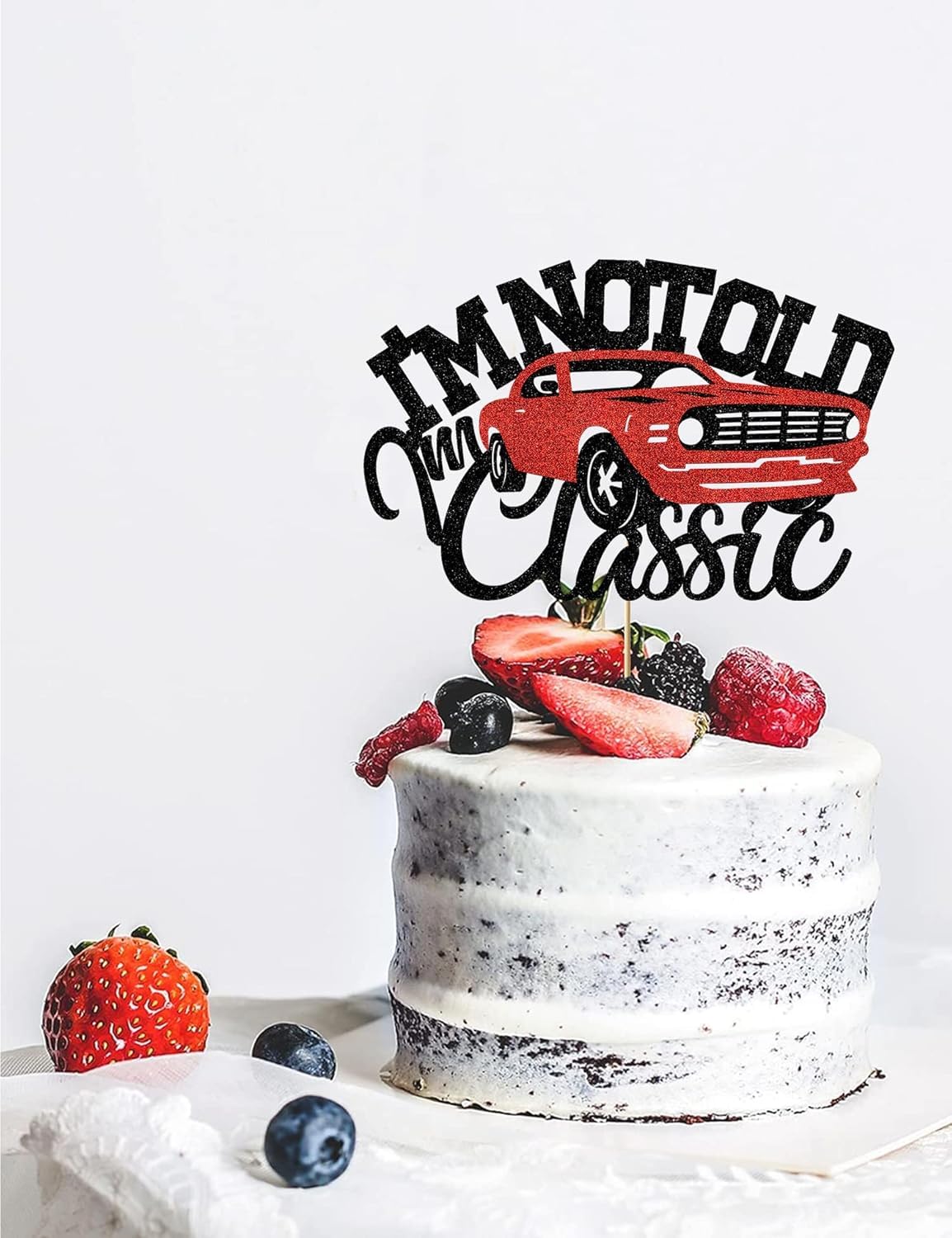 SALUTE I'm Not Old I'm Classic Red Car Cake Topper – Glitter Birthday Decor