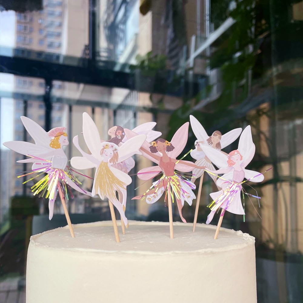 SAMOKA Fairy Cupcake Toppers – 24 Pcs Fairy Cake Decorations