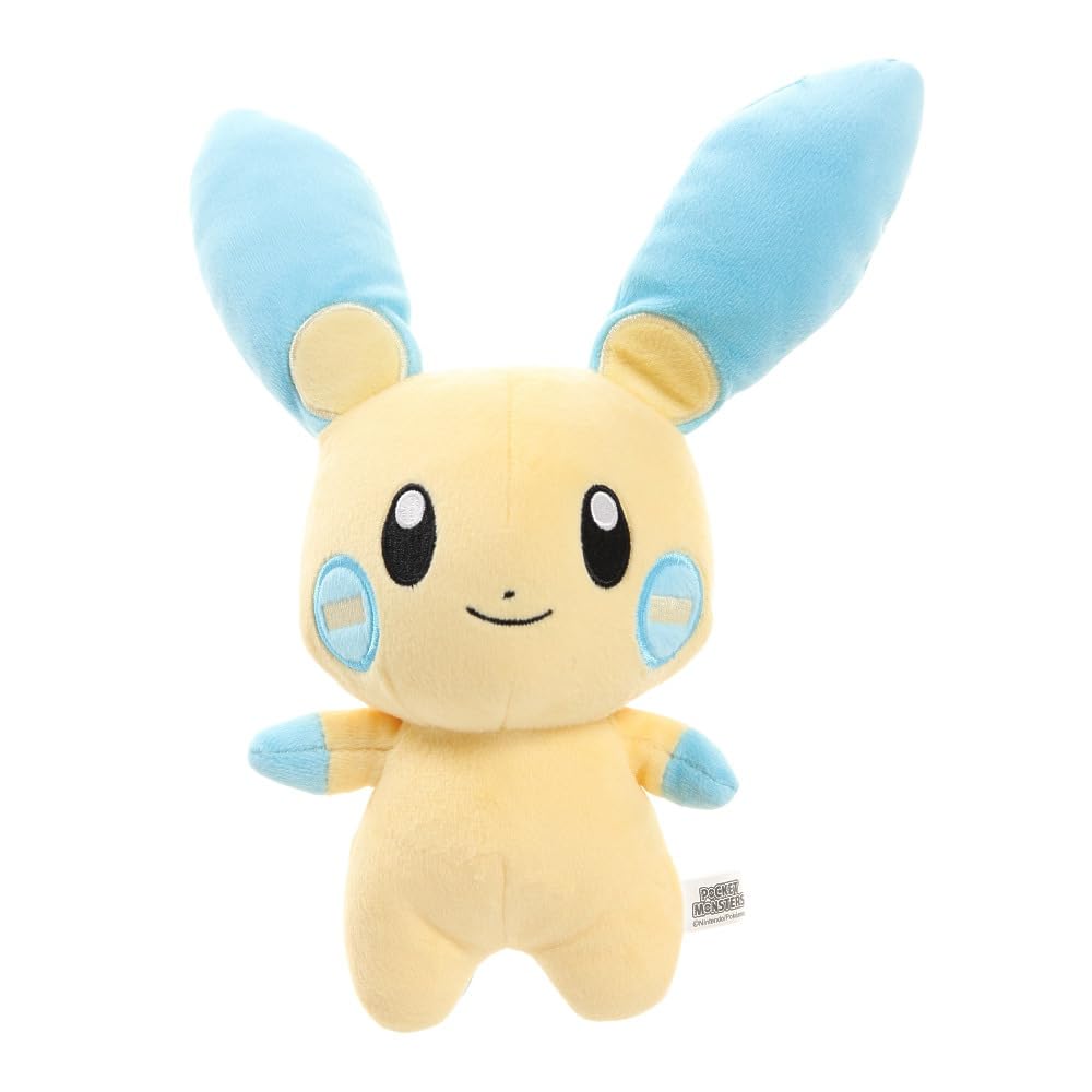 Sanei Pokemon All Star Series PP70 Minun Stuffed Plush – 6.5-inch Yellow & Blue