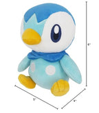 Sanei Pokemon All Star Collection PP89 Piplup Plush 6-Inch Blue