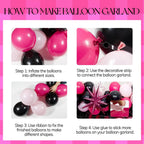 saratimtou Pink & Black Birthday Decorations – Hot Pink Banner, Fringe Curtains & Balloons for Milestone Birthdays