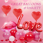 Saratimtou 153pcs Valentines Day Balloon Arch Garland Kit – Red & Hot Pink Balloons for Weddings, Engagements, and Parties