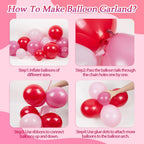 Saratimtou 153pcs Valentines Day Balloon Arch Garland Kit – Red & Hot Pink Balloons for Weddings, Engagements, and Parties