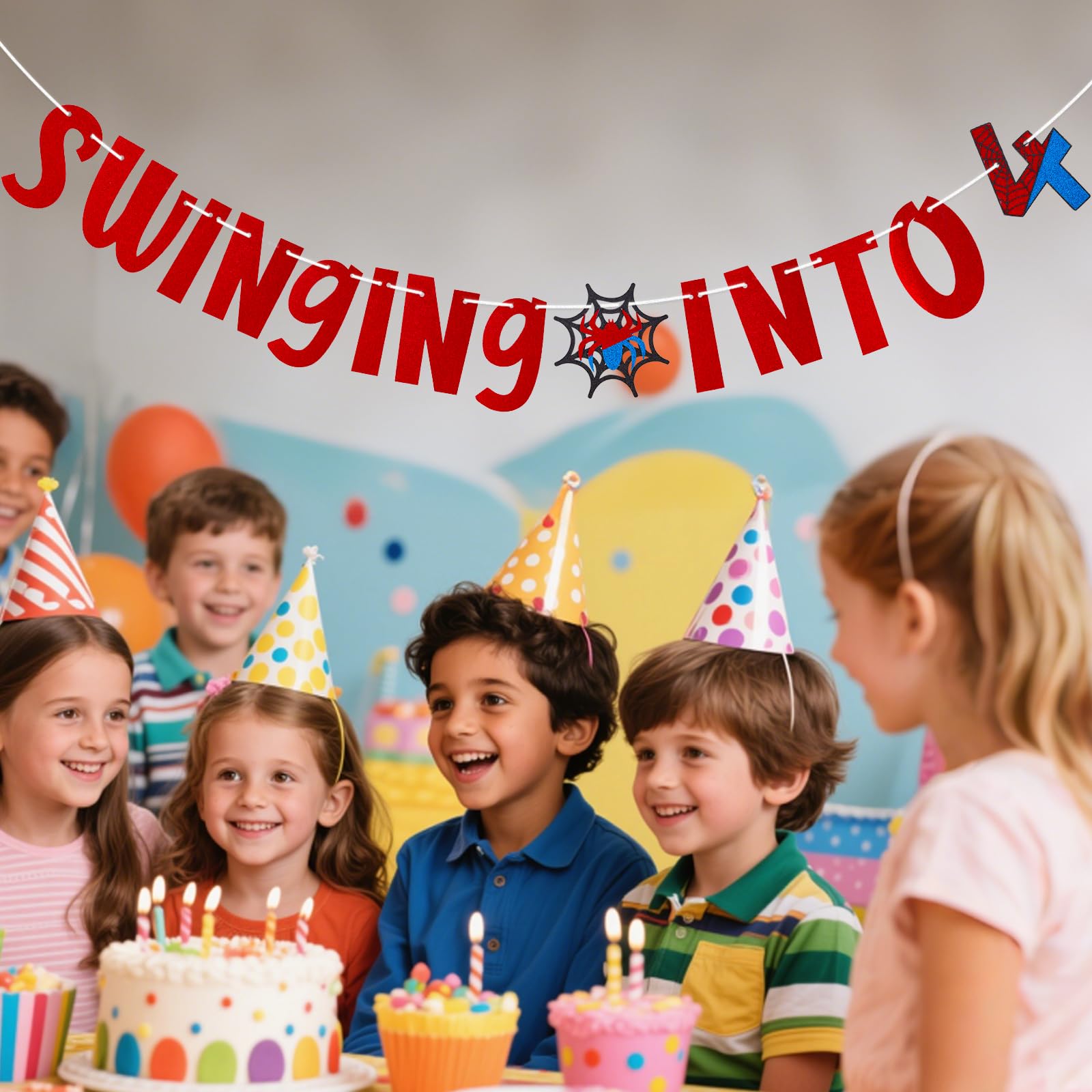 Savita Spider Birthday Banner – Cartoon Party Decor for Kids' Birthday Celebration