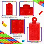 Sawysine 12-Set Building Blocks Cups 10 oz – Reusable Plastic Party Favors with Lids & Straws