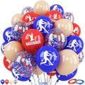 Saxuxu Baseball Balloons – 60pc 12in Confetti Red/Blue/Apricot for Sports Party Decorations