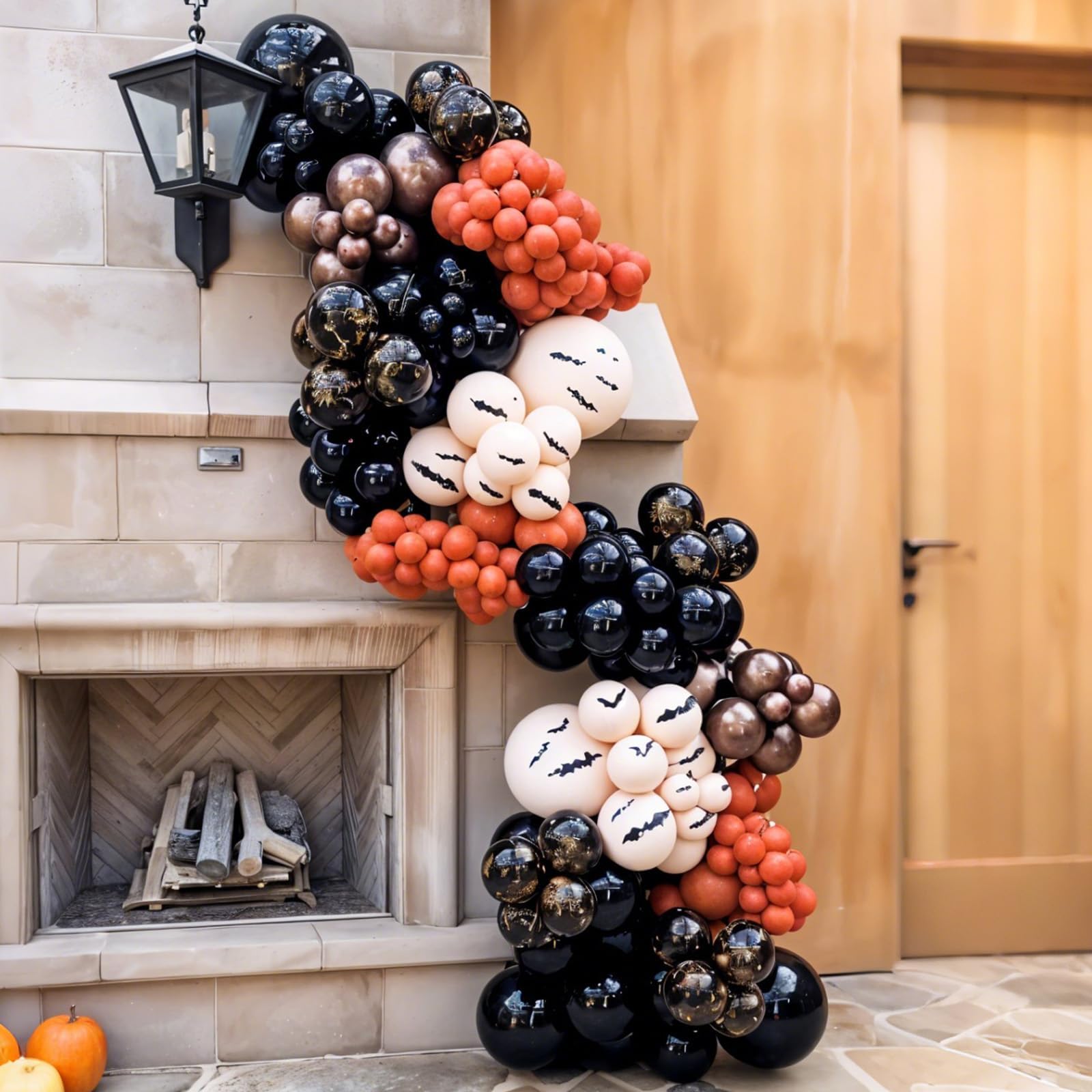 Saxuxu Halloween Balloon Arch Garland Kit – Black, Burnt Orange & White Balloons