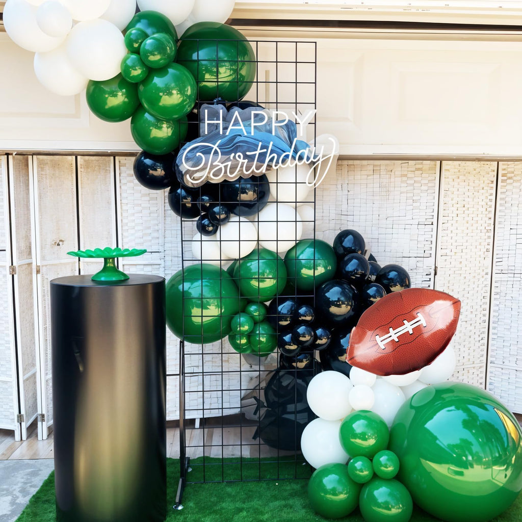 Saxuxu Football Balloon Arch Kit – Dark Green, Brown, White & Black Checkered Balloons