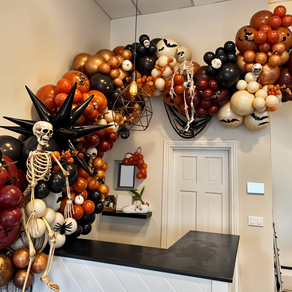 Saxuxu Halloween Balloon Arch Garland Kit – Black, Burnt Orange & White Balloons