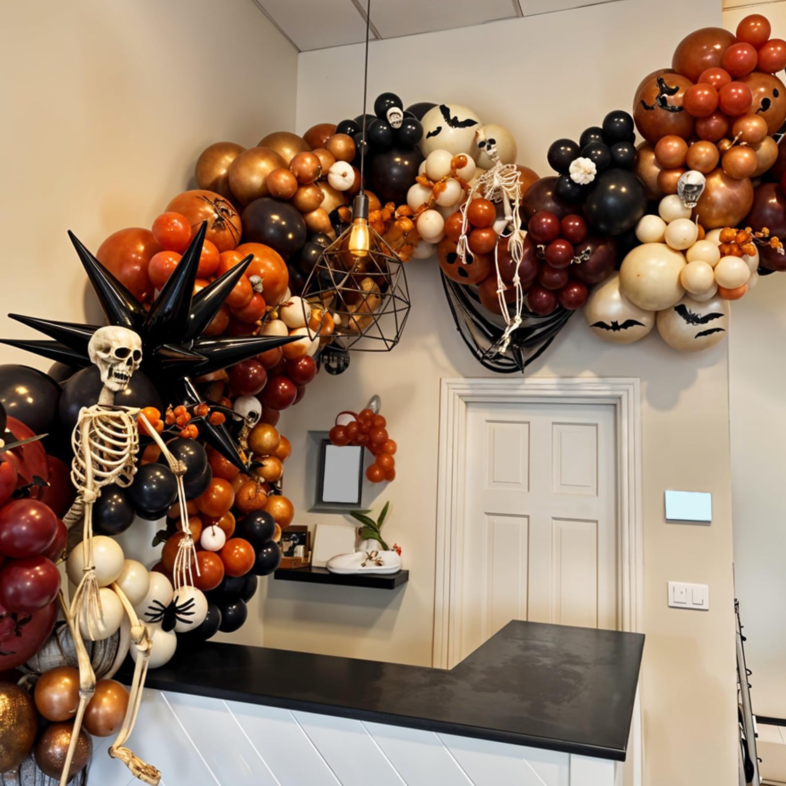 Saxuxu Halloween Balloon Arch Garland Kit – Black, Burnt Orange & White Balloons