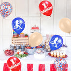 Saxuxu Baseball Balloons – 60pc 12in Confetti Red/Blue/Apricot for Sports Party Decorations