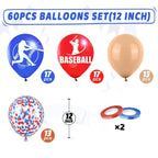 Saxuxu Baseball Balloons – 60pc 12in Confetti Red/Blue/Apricot for Sports Party Decorations