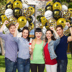 Saxuxu Graduation Balloons Set – 50pcs 12in Black Gold White Confetti for Class of 2025