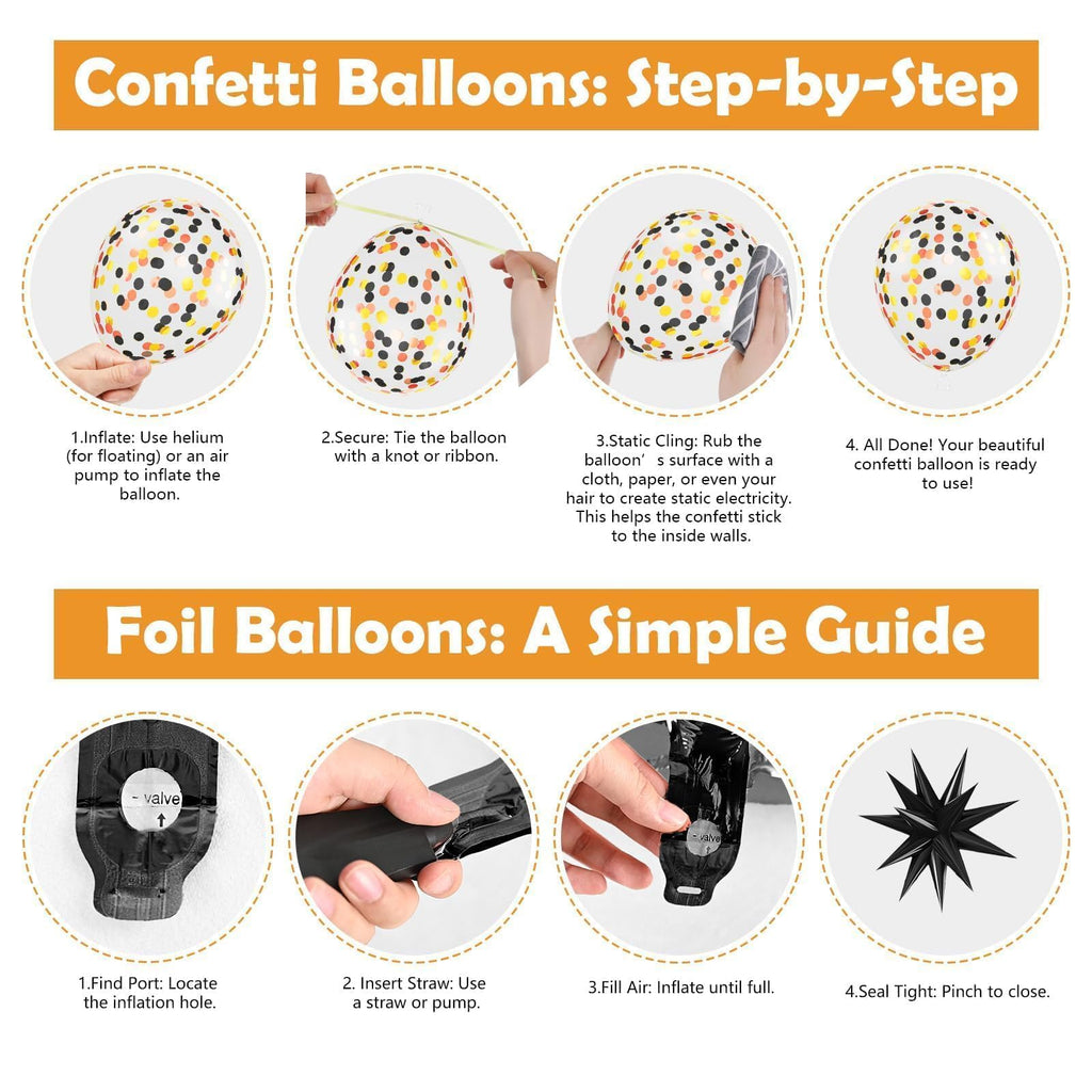 Saxuxu Construction Balloons – Black, Orange & Yellow Confetti for Excavator Party Decor
