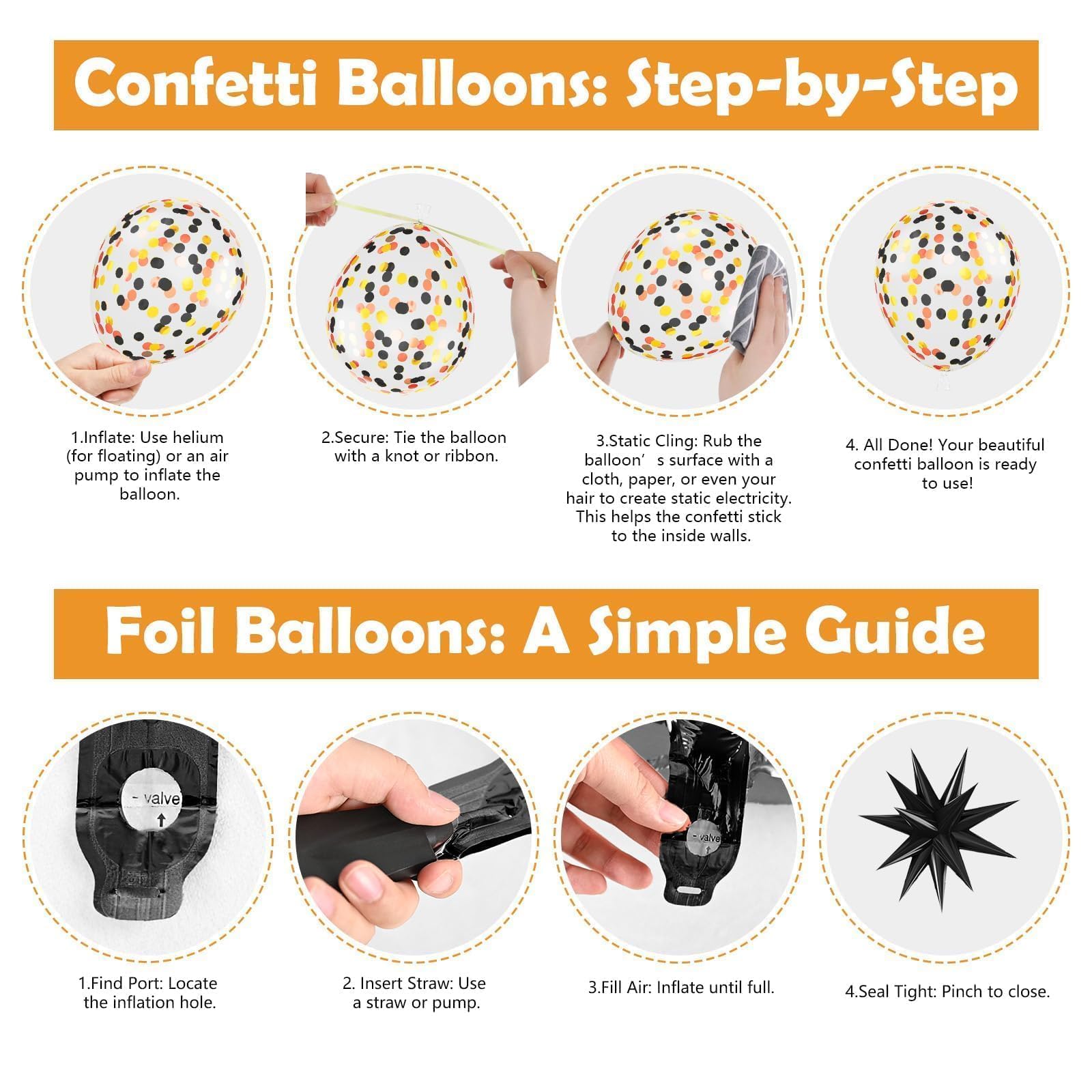 Saxuxu Construction Balloons – Black, Orange & Yellow Confetti for Excavator Party Decor
