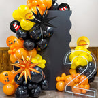 Saxuxu Construction Balloons – Black, Orange & Yellow Confetti for Excavator Party Decor