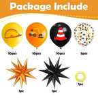 Saxuxu Construction Balloons – Black, Orange & Yellow Confetti for Excavator Party Decor