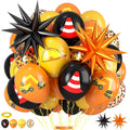 Saxuxu Construction Balloons – Black, Orange & Yellow Confetti for Excavator Party Decor