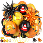 Saxuxu Construction Balloons – Black, Orange & Yellow Confetti for Excavator Party Decor