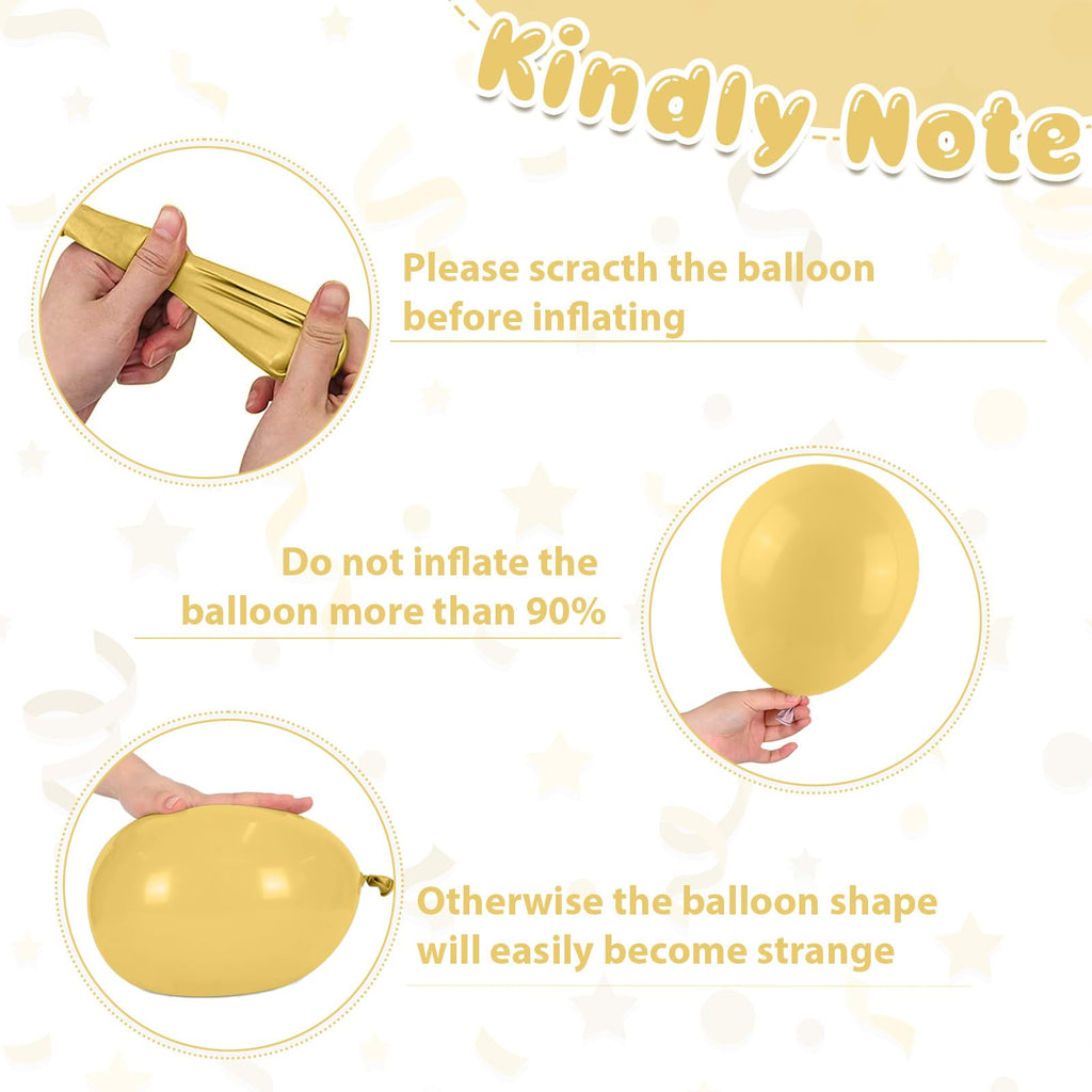 Saxuxu Mustard Yellow & White Balloons – 50pcs 12in Latex Party Decor