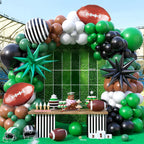 Saxuxu Football Balloon Arch Kit – Dark Green, Brown, White & Black Checkered Balloons
