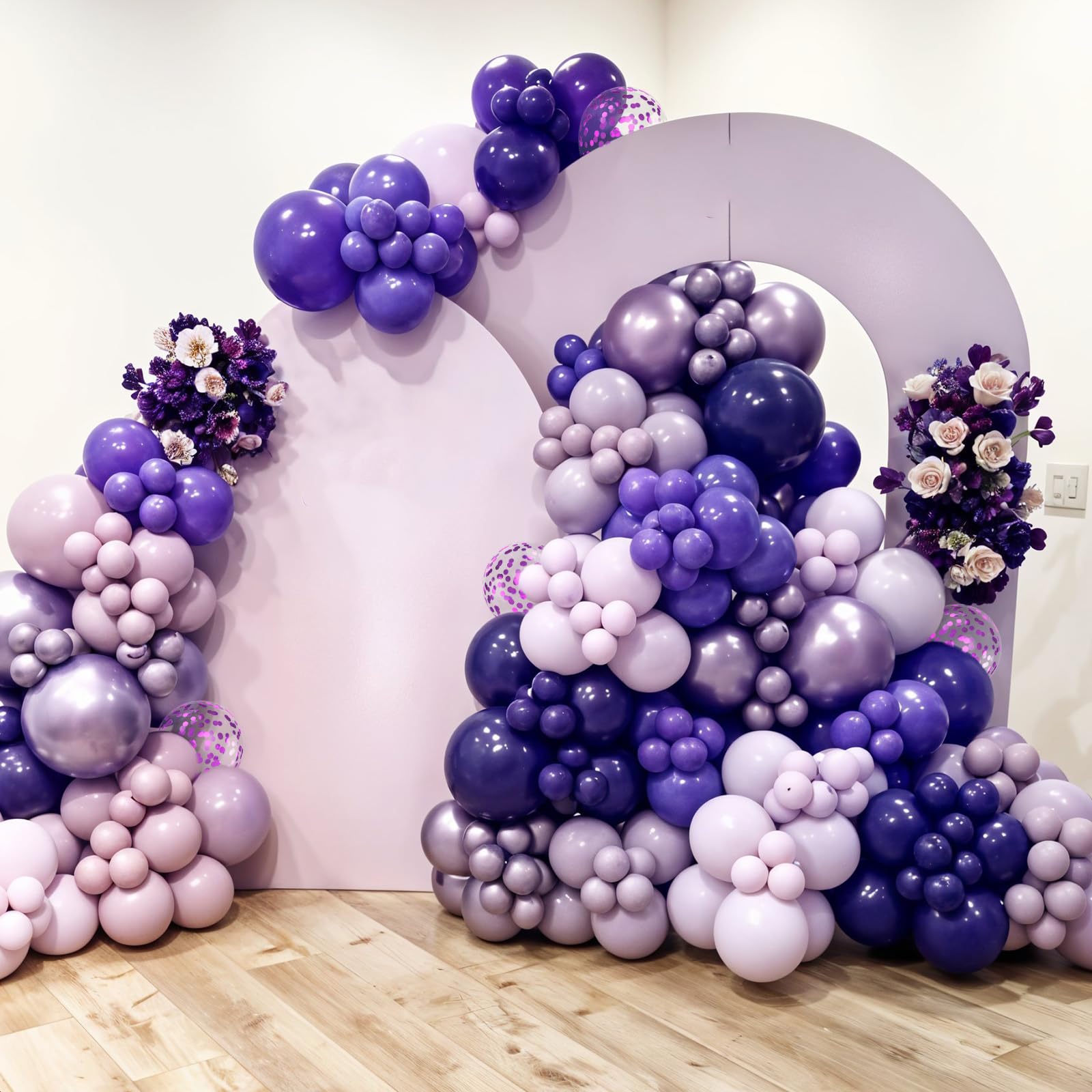 Saxuxu Pink & Purple Balloons Set – 12in Latex Confetti Balloons for Birthday, Baby Shower, Wedding Decor
