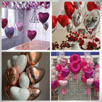 Saxuxu Hot Pink Heart Balloons – 20Pcs Foil Hearts for Valentine’s Day