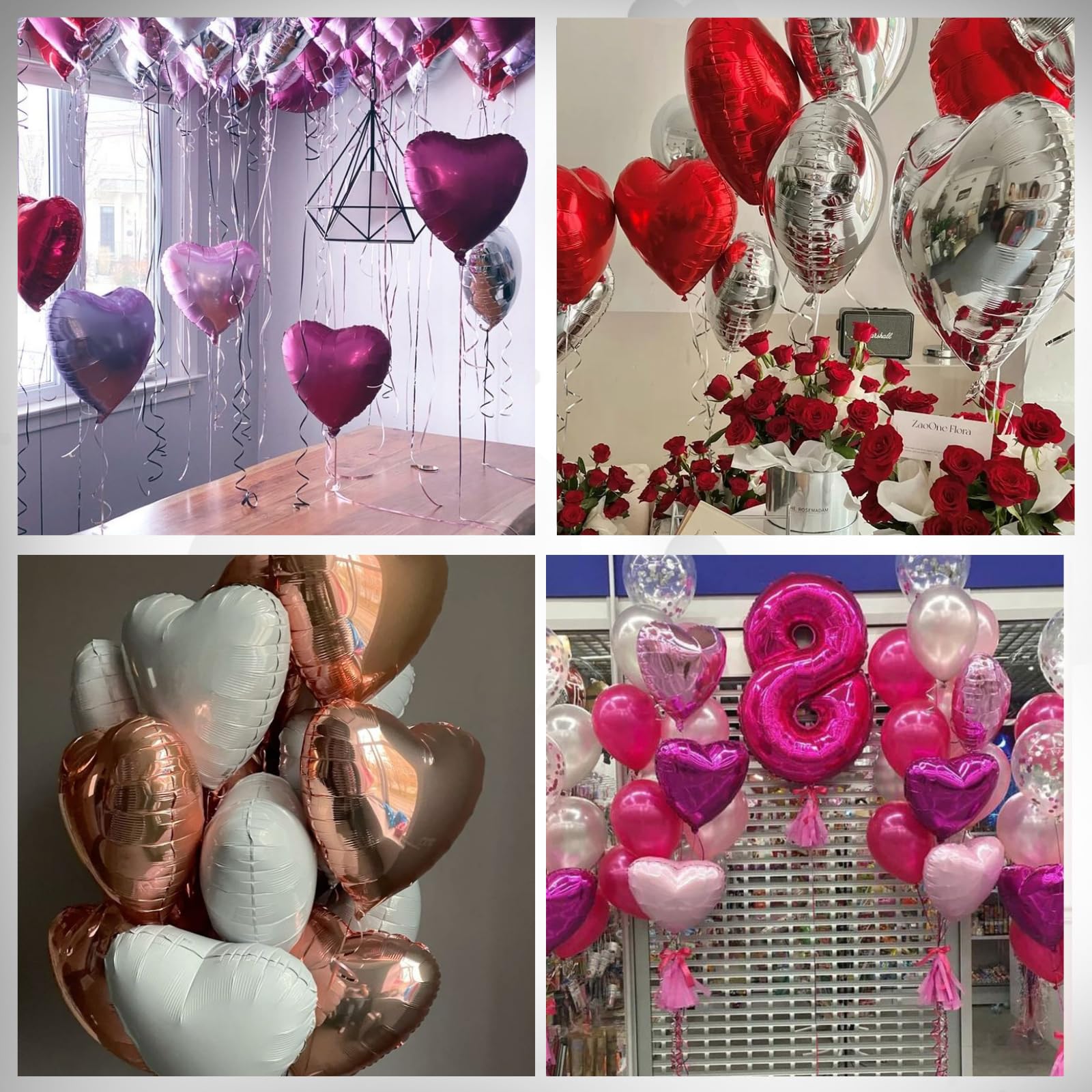 Saxuxu Hot Pink Heart Balloons – 20Pcs Foil Hearts for Valentine’s Day