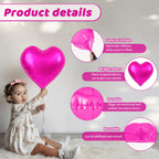 Saxuxu Hot Pink Heart Balloons – 20Pcs Foil Hearts for Valentine’s Day