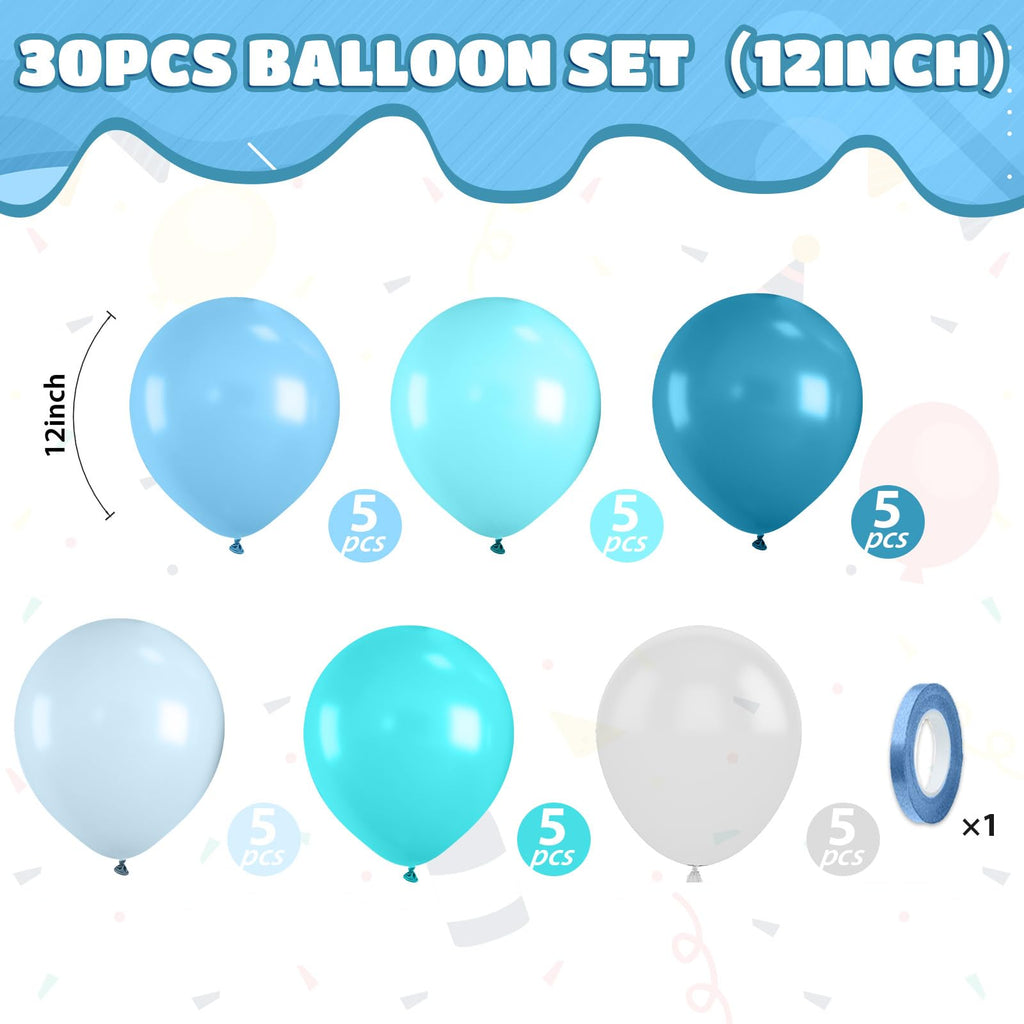 Saxuxu Ocean Themed Balloons - Teal & Light Blue Set for Sea Theme Parties