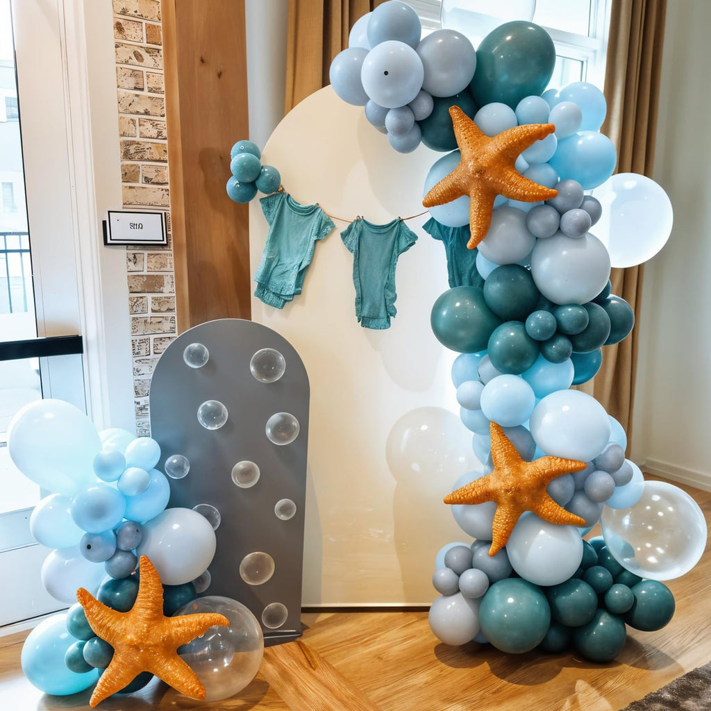 Saxuxu Ocean Themed Balloons - Teal & Light Blue Set for Sea Theme Parties