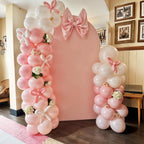 Saxuxu Pink Bow Balloons – 60pc Pink & White Kit with Confetti & Ribbon for Birthday, Wedding, Baby Shower
