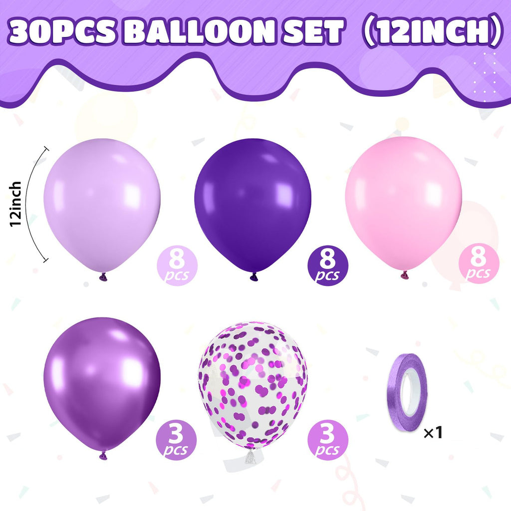 Saxuxu Pink & Purple Balloons Set – 12in Latex Confetti Balloons for Birthday, Baby Shower, Wedding Decor