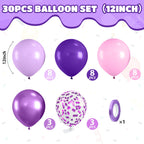 Saxuxu Pink & Purple Balloons Set – 12in Latex Confetti Balloons for Birthday, Baby Shower, Wedding Decor
