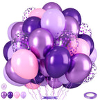 Saxuxu Pink & Purple Balloons Set – 12in Latex Confetti Balloons for Birthday, Baby Shower, Wedding Decor