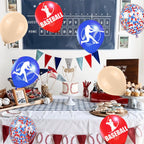 Saxuxu Baseball Balloons – 60pc 12in Confetti Red/Blue/Apricot for Sports Party Decorations