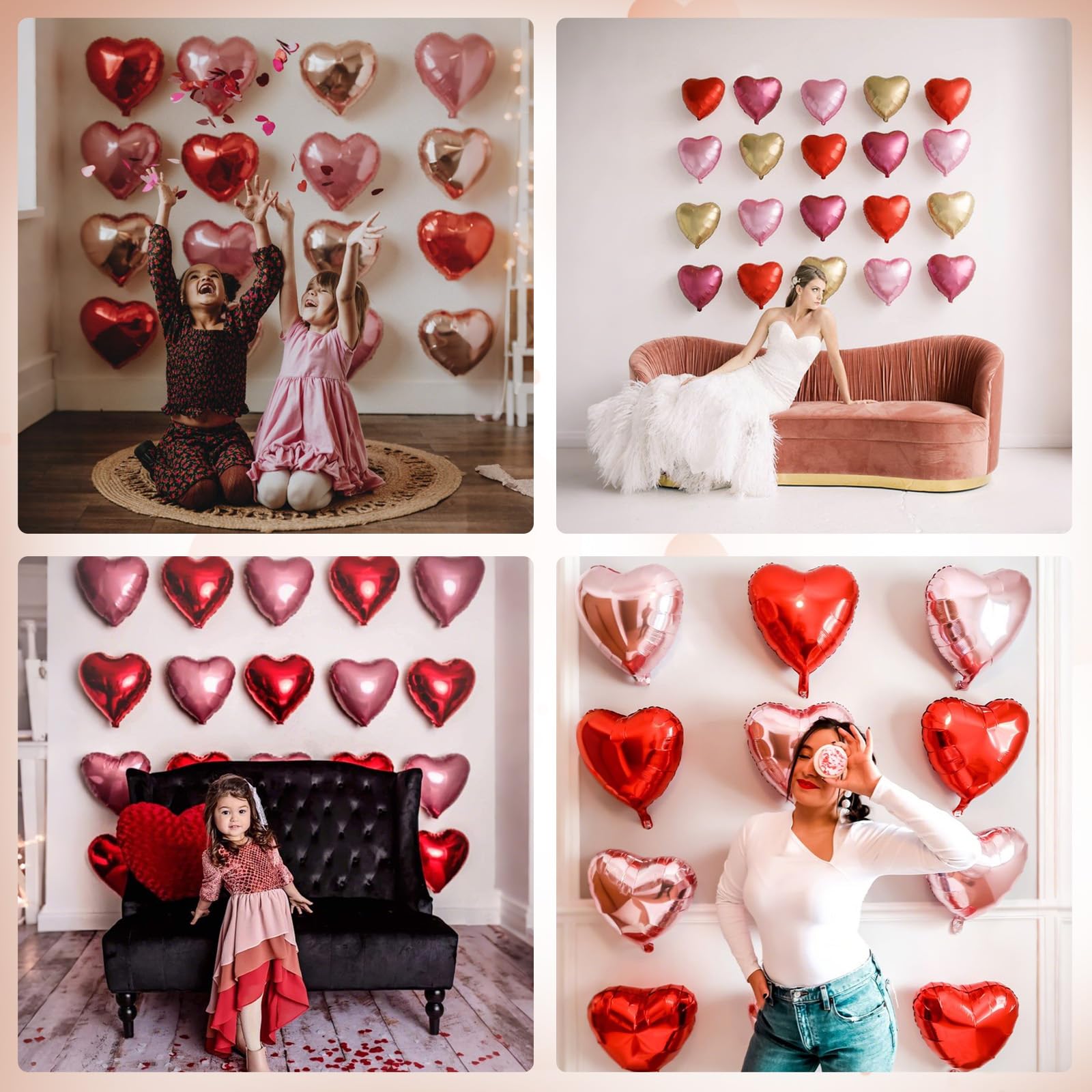 Saxuxu Rose Gold Heart Balloons – 20-Piece Foil Heart Set for Weddings & Valentines Day